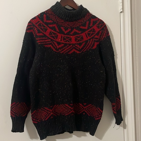 Vintage Catamount Trail Black and Red Cowl Turtleneck Sweater - Picture 1 of 4